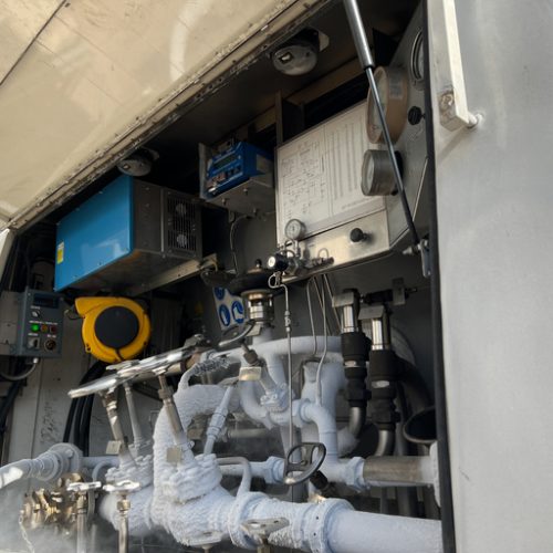 close-up of liquid nitrogen tank filling truck